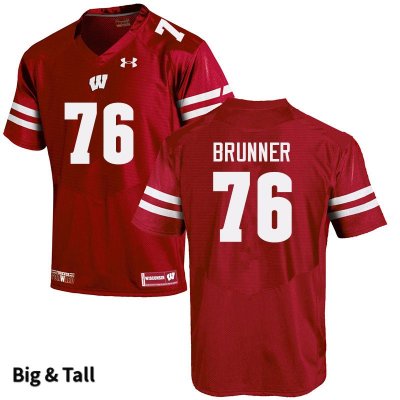 Men's Wisconsin Badgers NCAA #76 Tommy Brunner Red Authentic Under Armour Big & Tall Stitched College Football Jersey TX31M83DX